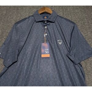 Donald ross sport polo callen charcoal blue mens geometric golf performance M
